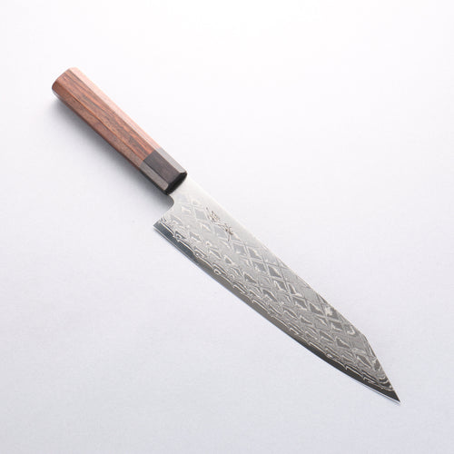 Seisuke AUS10 Mirror Crossed Kiritsuke Gyuto 210mm Shitan (ferrule: Black Pakka wood) Handle - Japannywholesale