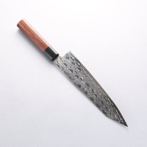 Seisuke AUS10 Mirror Crossed Kiritsuke Gyuto 210mm Shitan (ferrule: Black Pakka wood) Handle - Japannywholesale