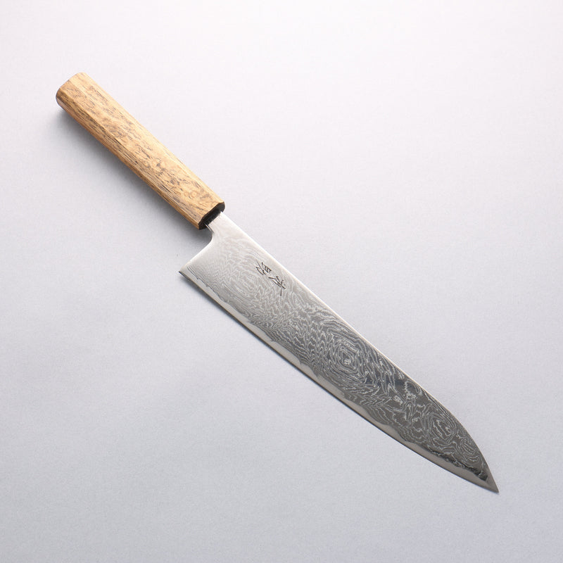 Seisuke Nami AUS10 Mirrored Finish Damascus Gyuto 240mm Oak Handle - Japannywholesale