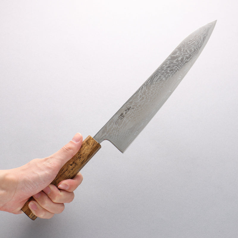 Seisuke Nami AUS10 Mirrored Finish Damascus Gyuto 240mm Oak Handle - Japannywholesale