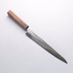 Seisuke Stainless Steel 440C Hammered Damascus Migaki Finished Sujihiki 240mm Oak Handle - Japannywholesale