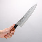 Kanetsune DSR-1K6 Hammered Gyuto 240mm Red Pakka wood Handle - Japannywholesale