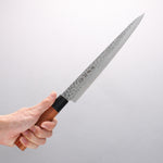 Kanetsune DSR-1K6 Hammered Sujihiki 240mm Red Pakka wood Handle - Japannywholesale