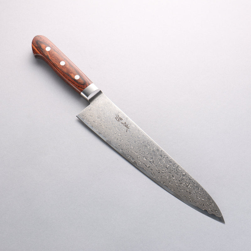 Seisuke Mokusei ZA-18 Mirrored Finish Damascus Gyuto 240mm Brown Pakka wood Handle - Japannywholesale