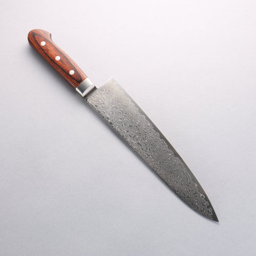 Seisuke Mokusei ZA-18 Mirrored Finish Damascus Gyuto 240mm Brown Pakka wood Handle - Japannywholesale