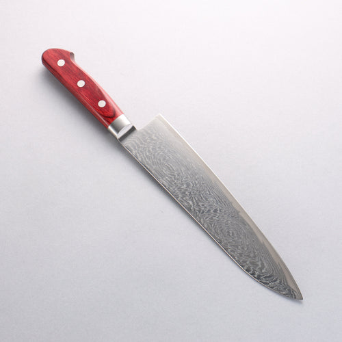 Seisuke Nami AUS10 Mirrored Finish Damascus Gyuto 210mm Red Pakka wood Handle - Japannywholesale