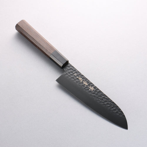 Sakai Takayuki Kurokage VG10 Hammered Teflon Coating Kiritsuke Santoku 160mm Burnt Oak Handle - Japannywholesale