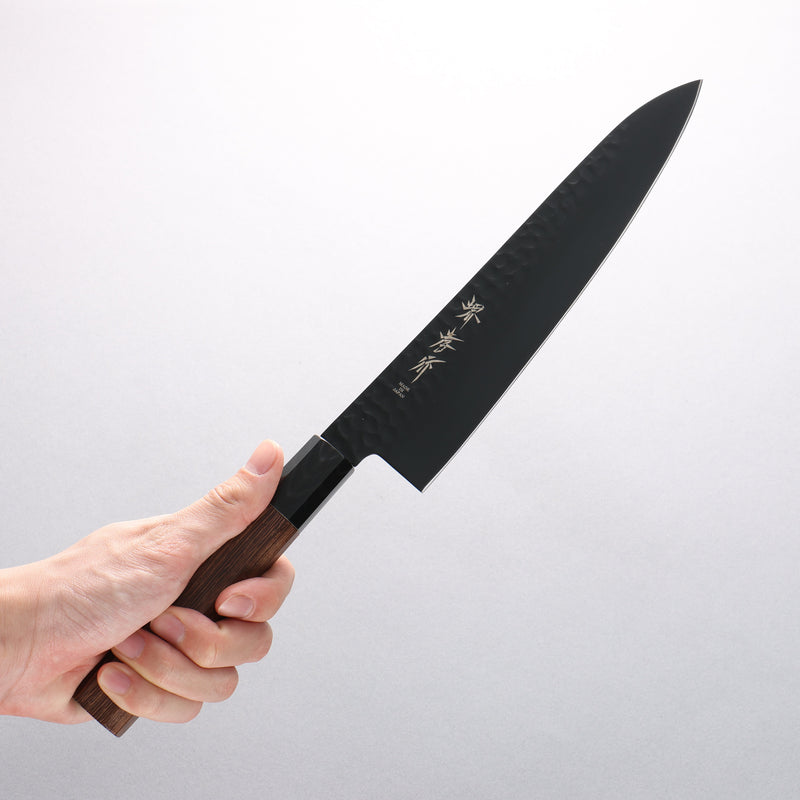Sakai Takayuki Kurokage VG10 Hammered Teflon Coating Gyuto 210mm Wenge Handle - Japannywholesale