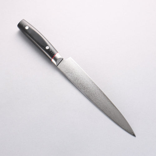 Seisuke VG10 Mirrored Finish Damascus Slicer 210mm Black Micarta Handle - Japannywholesale