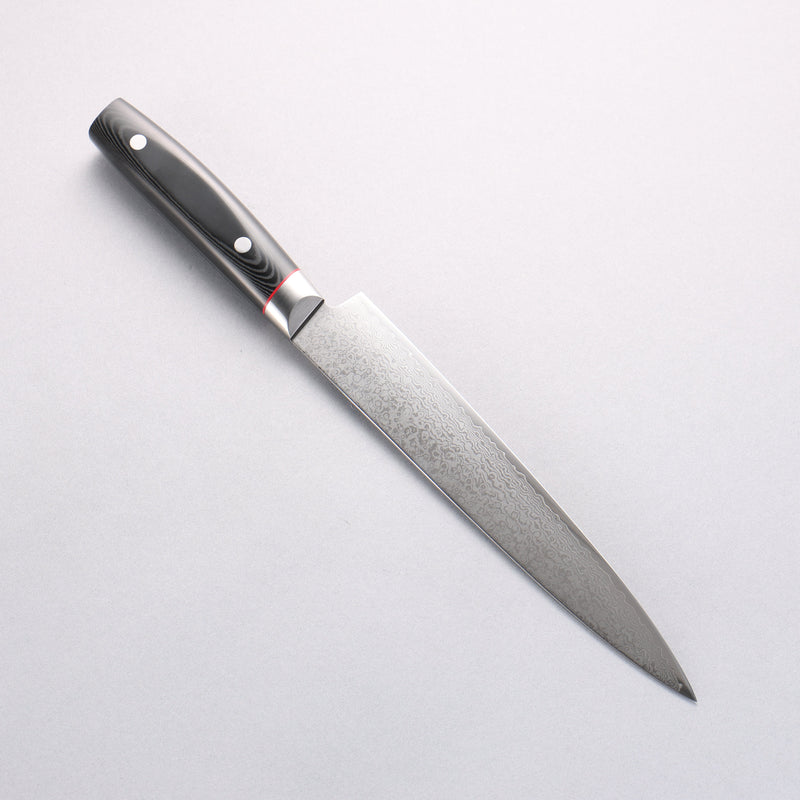 Seisuke VG10 Mirrored Finish Damascus Slicer 210mm Black Micarta Handle - Japannywholesale