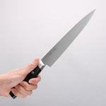 Seisuke VG10 Mirrored Finish Damascus Slicer 210mm Black Micarta Handle - Japannywholesale