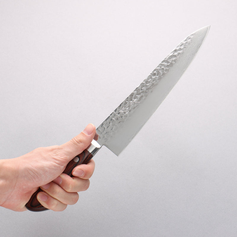 Seisuke VG10 33 Layer Hammered Damascus Gyuto 210mm Mahogany Handle - Japannywholesale