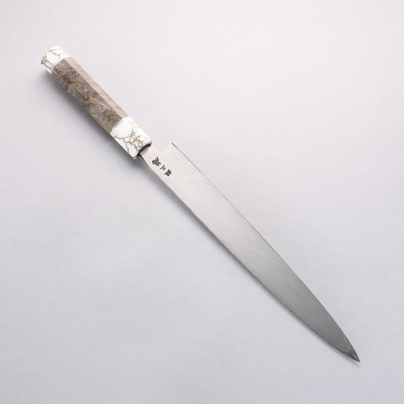 Sakai Takayuki Chef Series Silver Steel No.3 Yanagiba 270mm Stabilized wood (White Ferrule and End Cap) Handle with Sheath - Japannywholesale