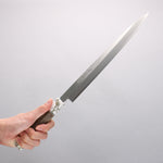 Sakai Takayuki Chef Series Silver Steel No.3 Yanagiba 270mm Stabilized wood (White Ferrule and End Cap) Handle with Sheath - Japannywholesale