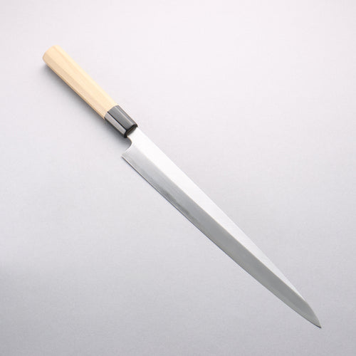 Minamoto Akitada White Steel No.2 Yanagiba 300mm Magnolia (Ferrule: Water Buffalo Horn) Handle - Japannywholesale