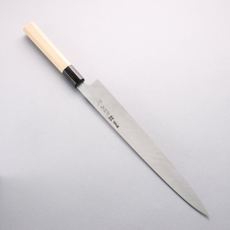 Minamoto Akitada Blue Steel No.1 Yanagiba 300mm Magnolia (Ferrule: Water Buffalo Horn) Handle - Japannywholesale