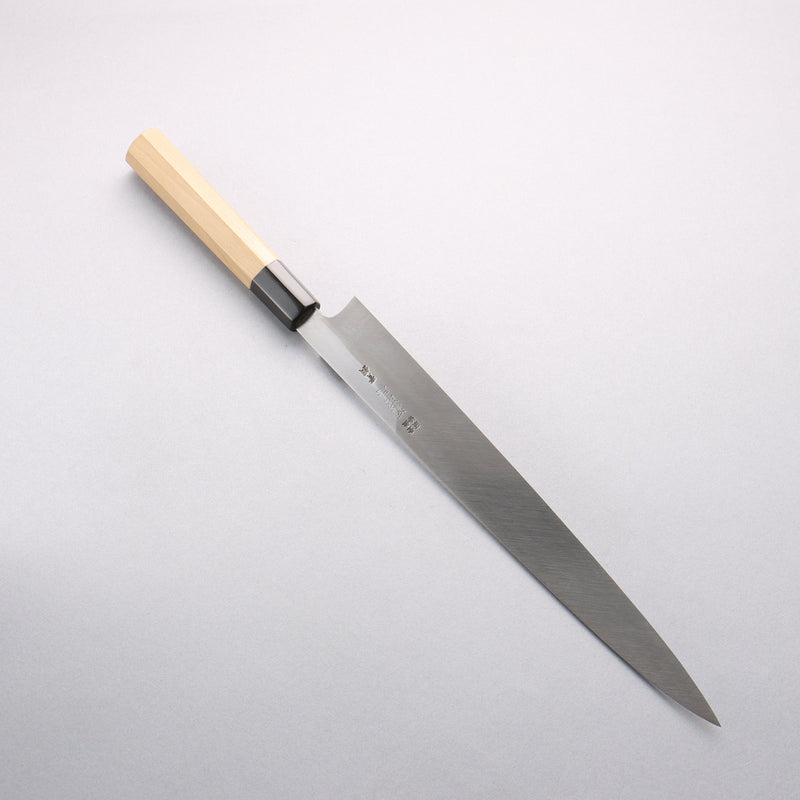 Minamoto Akitada Blue Steel No.2 Yanagiba 300mm Magnolia (Ferrule: Water Buffalo Horn) Handle - Japannywholesale