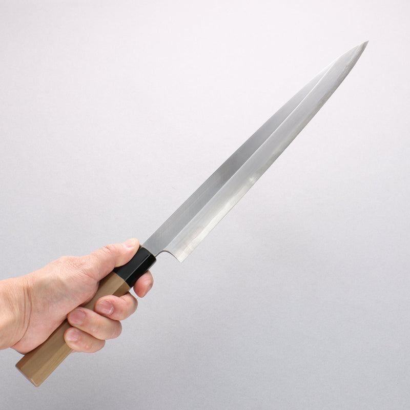 Minamoto Akitada Blue Steel No.2 Yanagiba 300mm Magnolia (Ferrule: Water Buffalo Horn) Handle - Japannywholesale