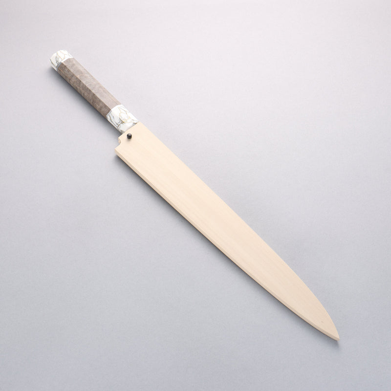 Sakai Takayuki Chef Series Silver Steel No.3 Yanagiba 300mm Stabilized wood (White Ferrule and End Cap) Handle with Sheath - Japannywholesale