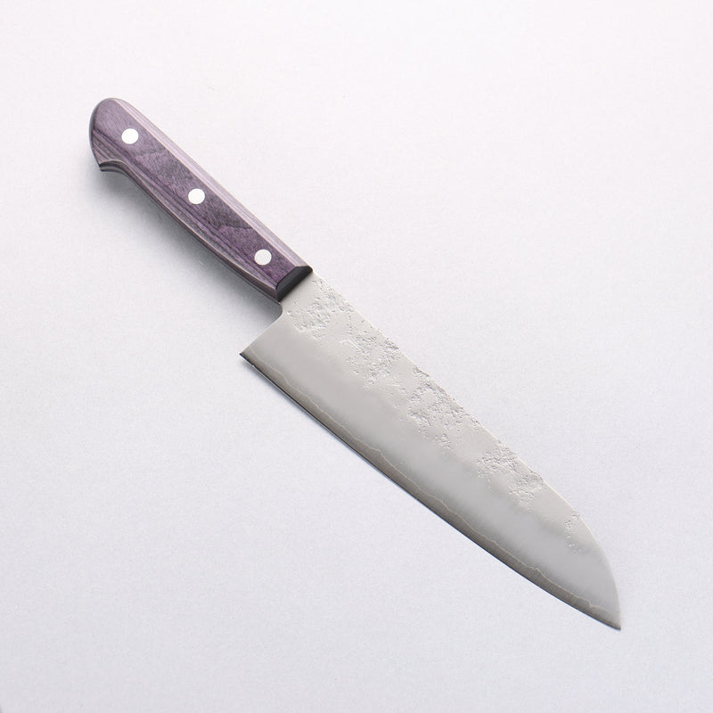 Oul Silver Steel No.3 Nashiji Santoku 180mm Purple Pakka wood Handle - Japannywholesale