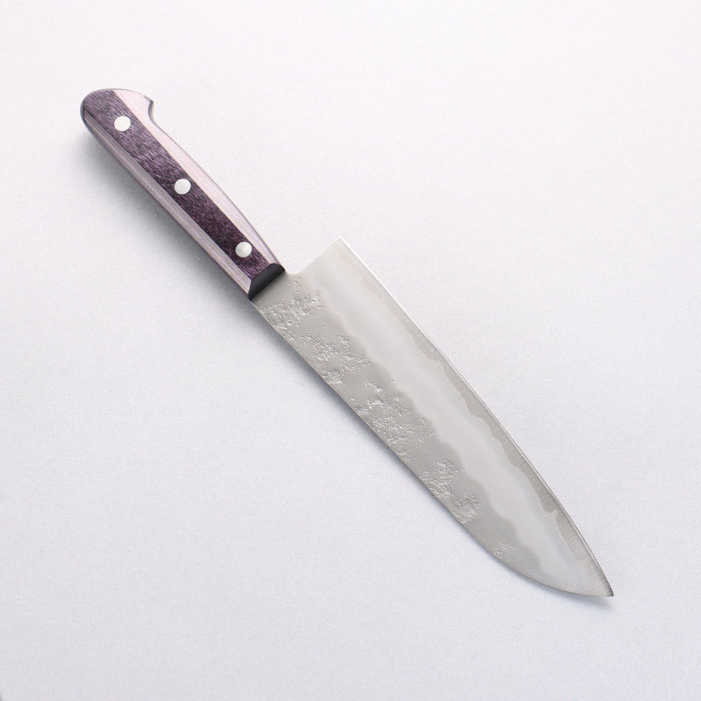 Oul Silver Steel No.3 Nashiji Santoku 180mm Purple Pakka wood Handle - Japannywholesale