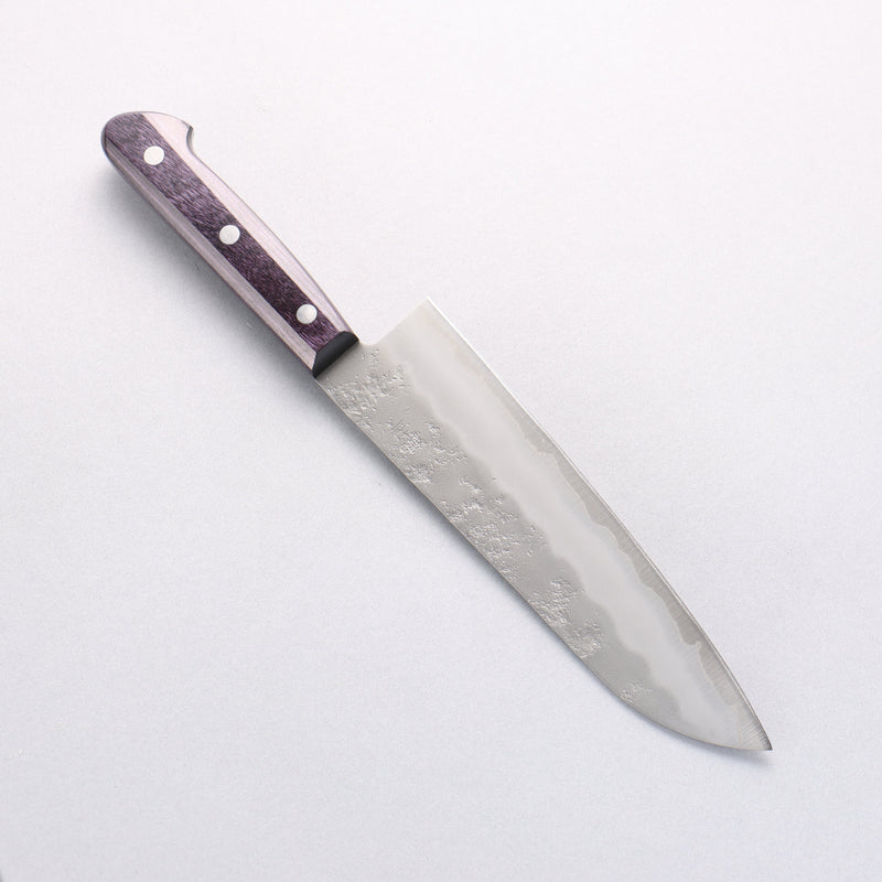 Oul Silver Steel No.3 Nashiji Santoku 180mm Purple Pakka wood Handle - Japannywholesale