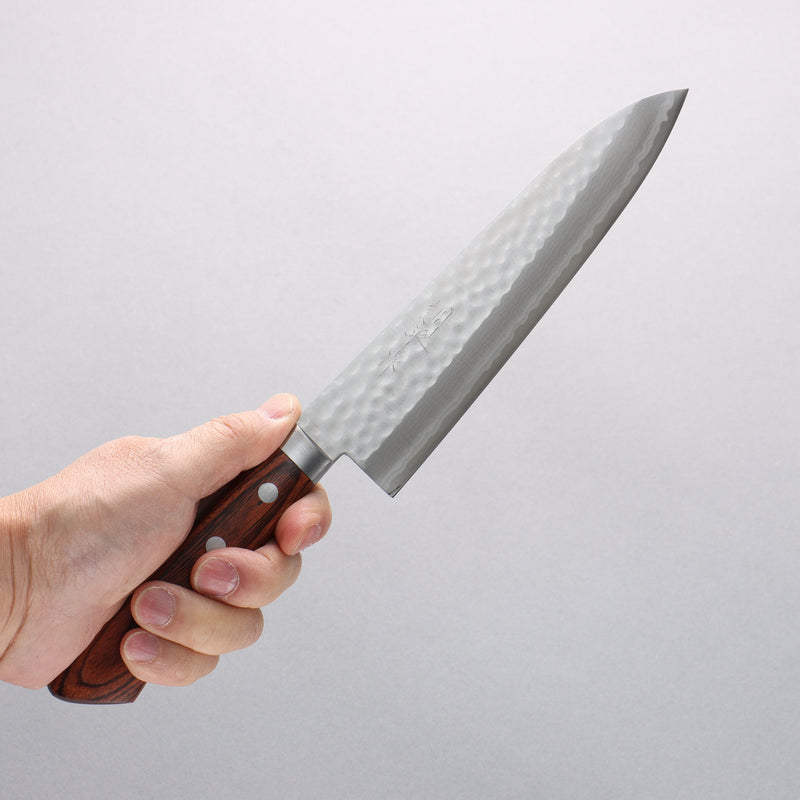 Kunihira Kokuryu VG10 Hammered Damascus Gyuto 180mm Mahogany Handle - Japannywholesale