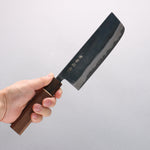 Kanetsune MATSU-ZUMI-YAKI White Steel No.2 Damascus Black Finished Nakiri 165mm Walnut Handle - Japannywholesale
