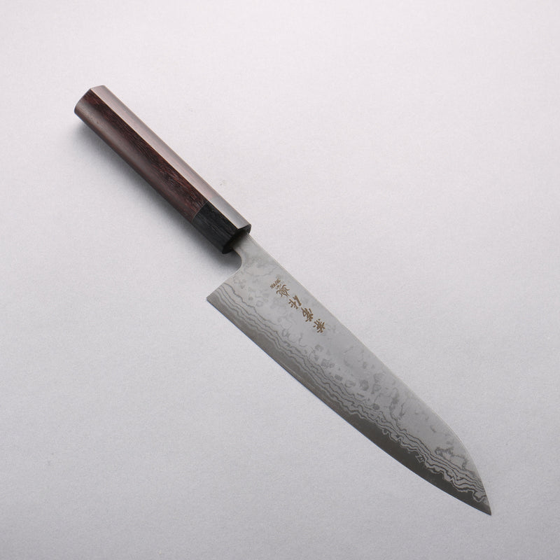 Kanetsune Blue Steel No.2 Damascus Gyuto 210mm Rosewood (Ferrule: Black Pakka Wood) Handle - Japannywholesale