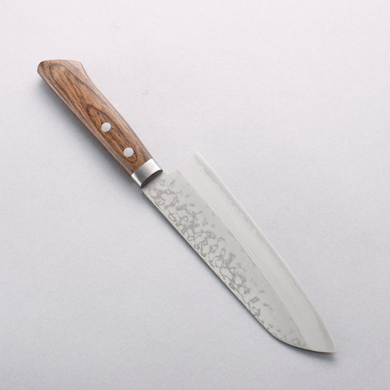 Kanetsune Sairyu VG10 Damascus Santoku 165mm Brown Ash Handle - Japannywholesale