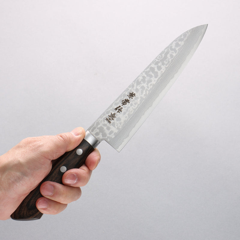Kanetsune Sairyu VG10 Damascus Gyuto 180mm Brown Ash Handle - Japannywholesale