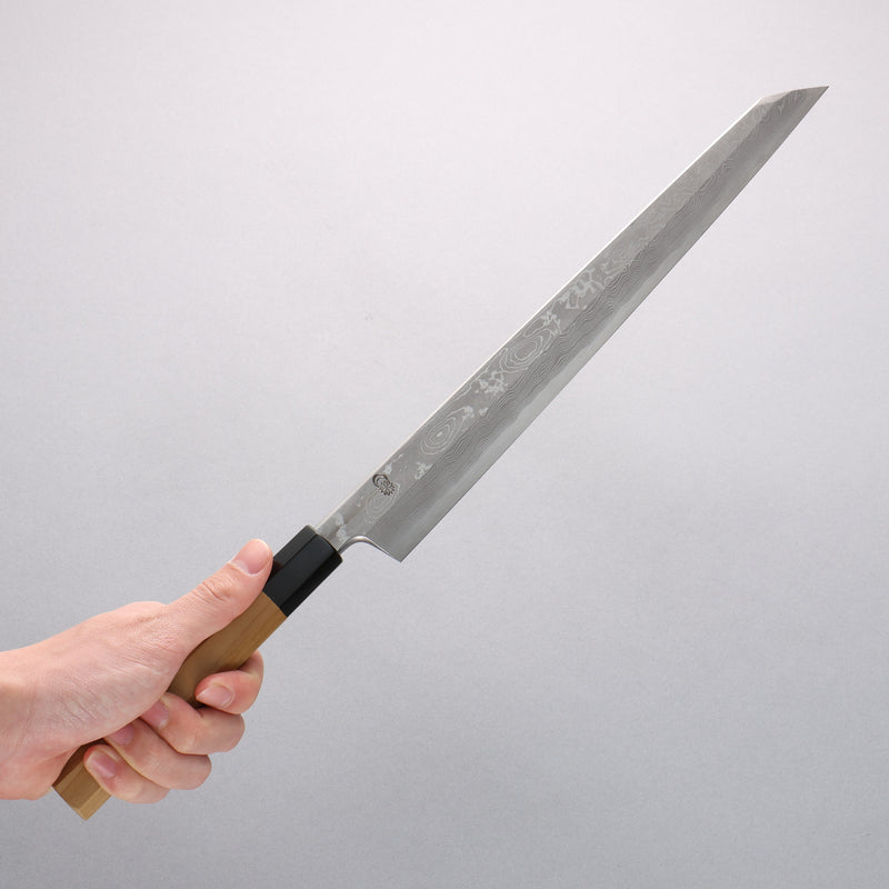 Kikuzuki Blue Steel No.1 Damascus Kiritsuke Yanagiba 300mm Magnolia Handle - Japannywholesale