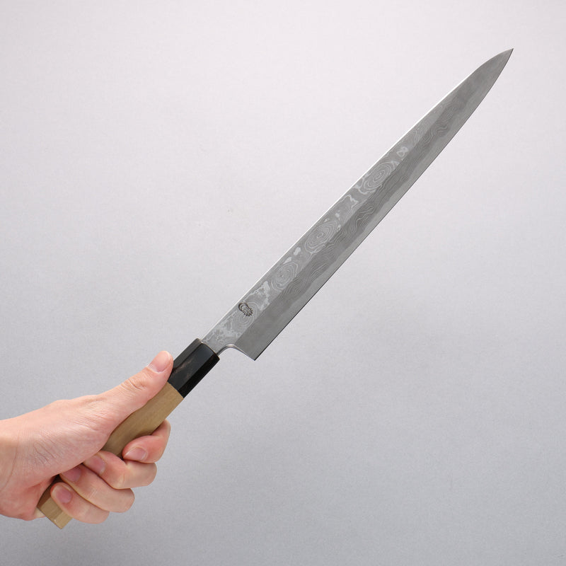 Kikuzuki Blue Steel No.1 Damascus Yanagiba 300mm Magnolia Handle - Japannywholesale