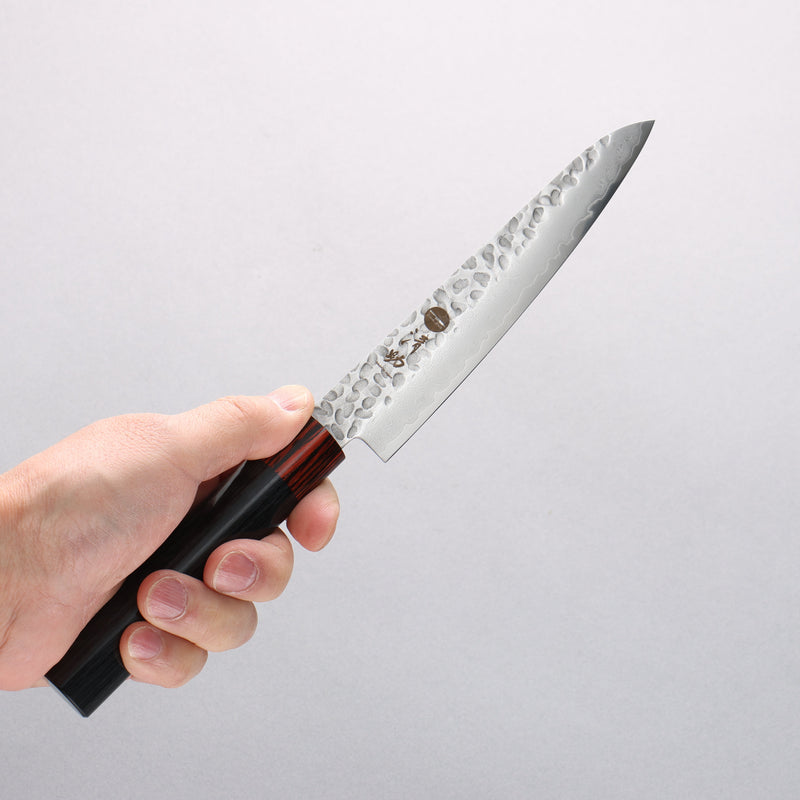 Seisuke VG10 33 Layer Hammered Damascus Petty-Utility 150mm Black Pakka wood Handle - Japannywholesale