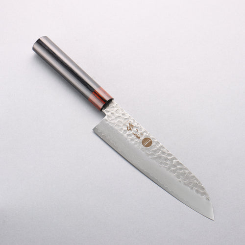 Seisuke VG10 33 Layer Hammered Damascus Santoku 180mm Black Pakka wood Handle - Japannywholesale