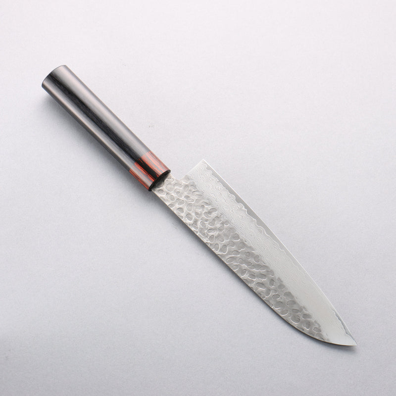 Seisuke VG10 33 Layer Hammered Damascus Santoku 180mm Black Pakka wood Handle - Japannywholesale
