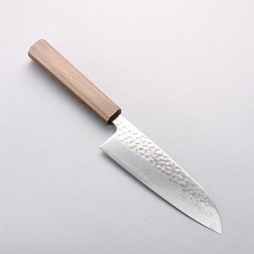 Oul Silver Steel No.3 Hammered Damascus Migaki Finished Santoku 165mm Oak Handle - Japannywholesale