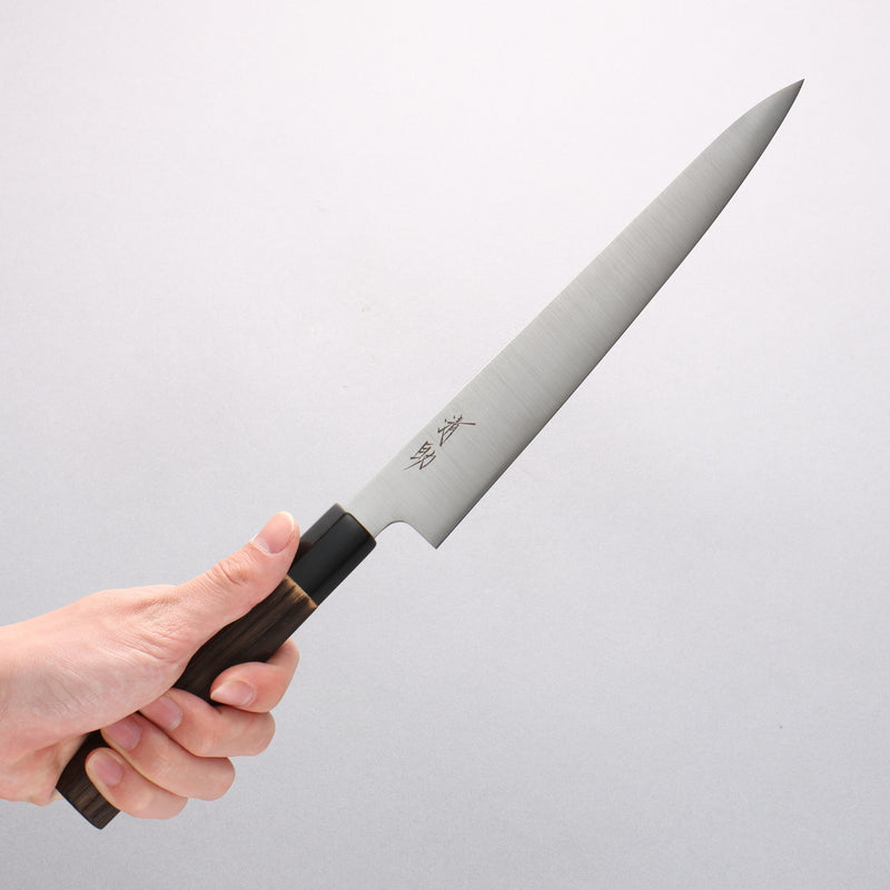 Seisuke Swedish Steel-stn Sujihiki 240mm Burned Chestnuts Handle - Japannywholesale