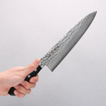 Kanetsune VG1 Hammered Gyuto 210mm Black Pakka wood Handle - Japannywholesale