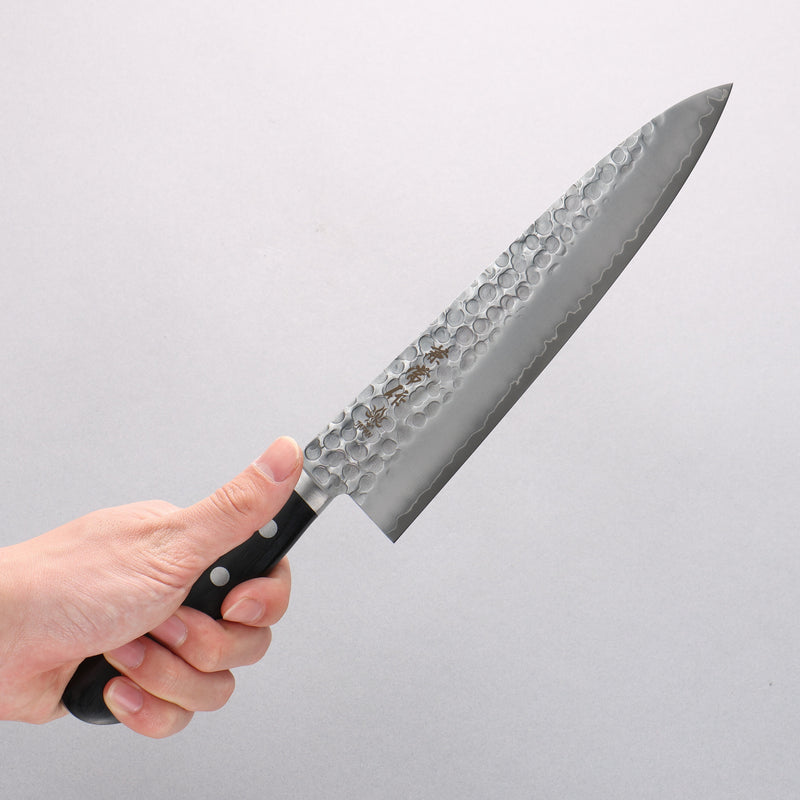 Kanetsune VG1 Hammered Gyuto 210mm Black Pakka wood Handle - Japannywholesale