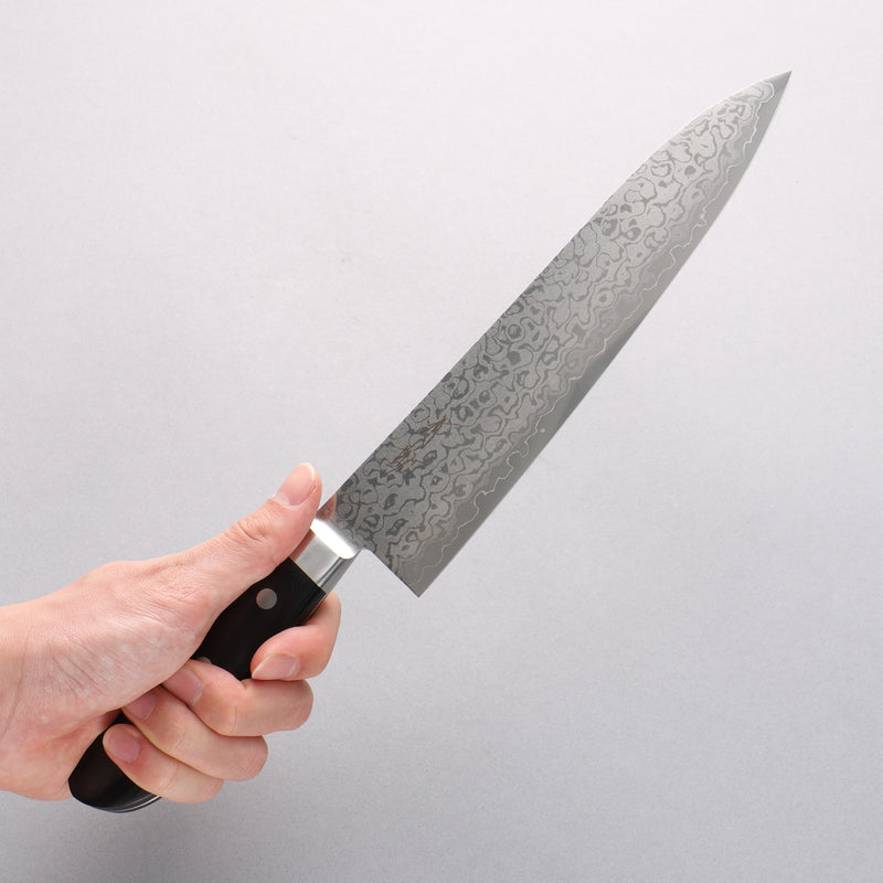 Seisuke VG10 8 Layer Damascus Migaki Finished Gyuto 210mm Black Pakka wood Handle - Japannywholesale