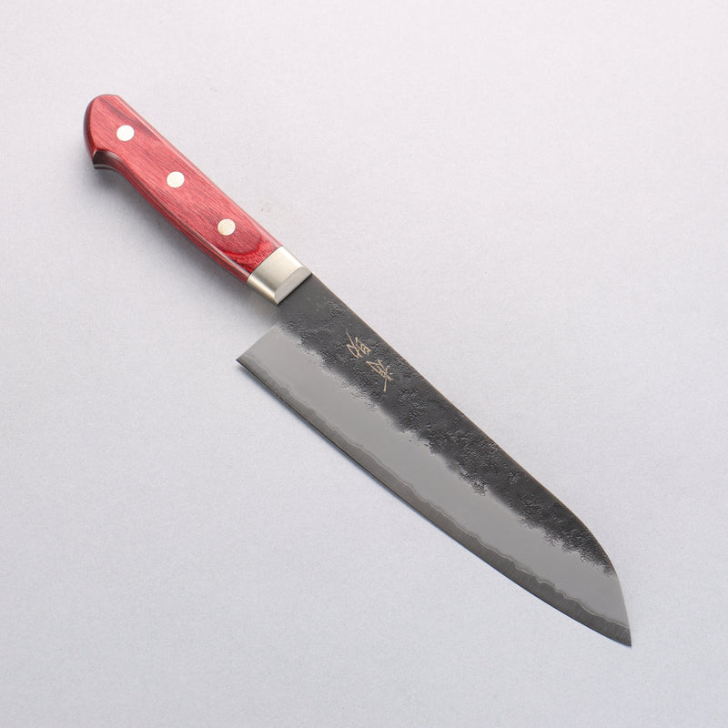 Seisuke Kuronashi Blue Super Nashiji Kurouchi Santoku 180mm Red Pakka wood Handle - Japannywholesale
