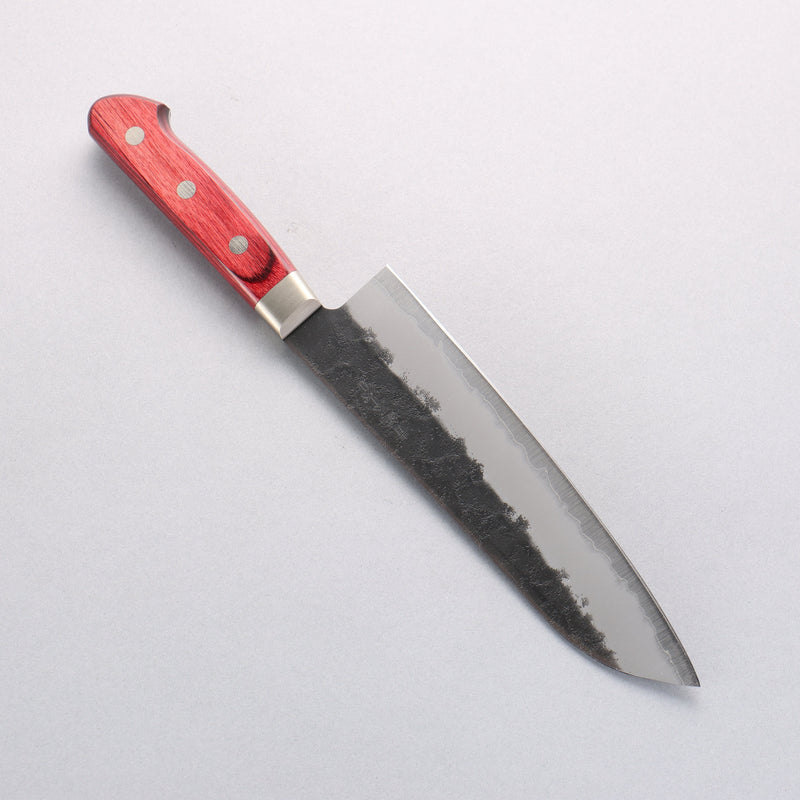 Seisuke Kuronashi Blue Super Nashiji Kurouchi Santoku 180mm Red Pakka wood Handle - Japannywholesale