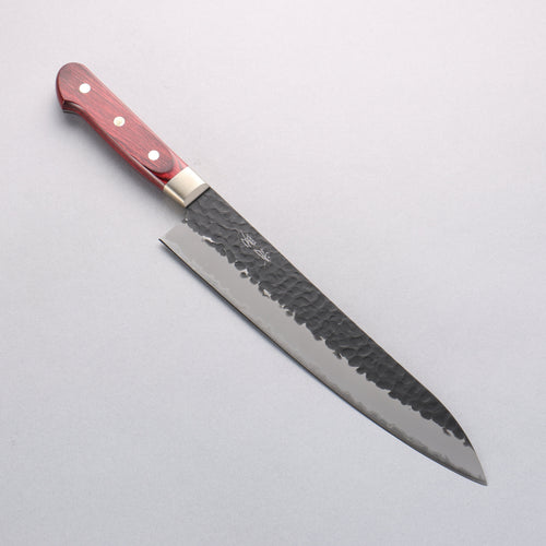 Seisuke Kurobeni Blue Super Hammered Kurouchi Gyuto 240mm Red Pakka wood Handle - Japannywholesale