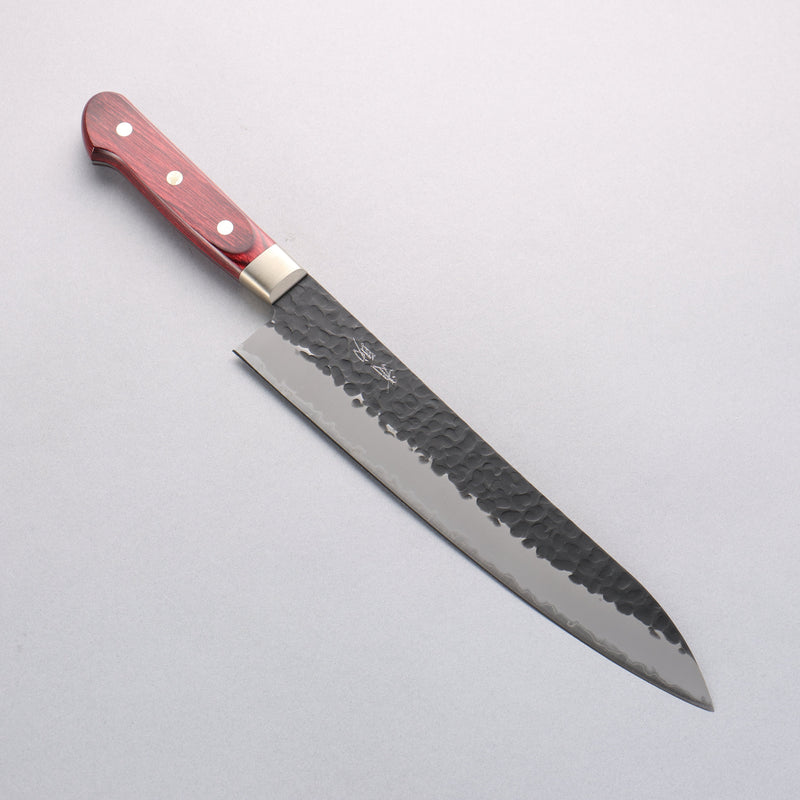 Seisuke Kurobeni Blue Super Hammered Kurouchi Gyuto 240mm Red Pakka wood Handle - Japannywholesale
