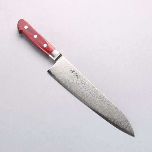 Seisuke VG10 33 Layer Mirrored Finish Damascus Gyuto 210mm Red Pakka wood Handle - Japannywholesale