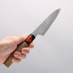 Shigeki Tanaka Silver Steel No.3 Nashiji Petty-Utility 120mm Magnolia (Ferrule: Water Buffalo Horn) Handle - Japannywholesale