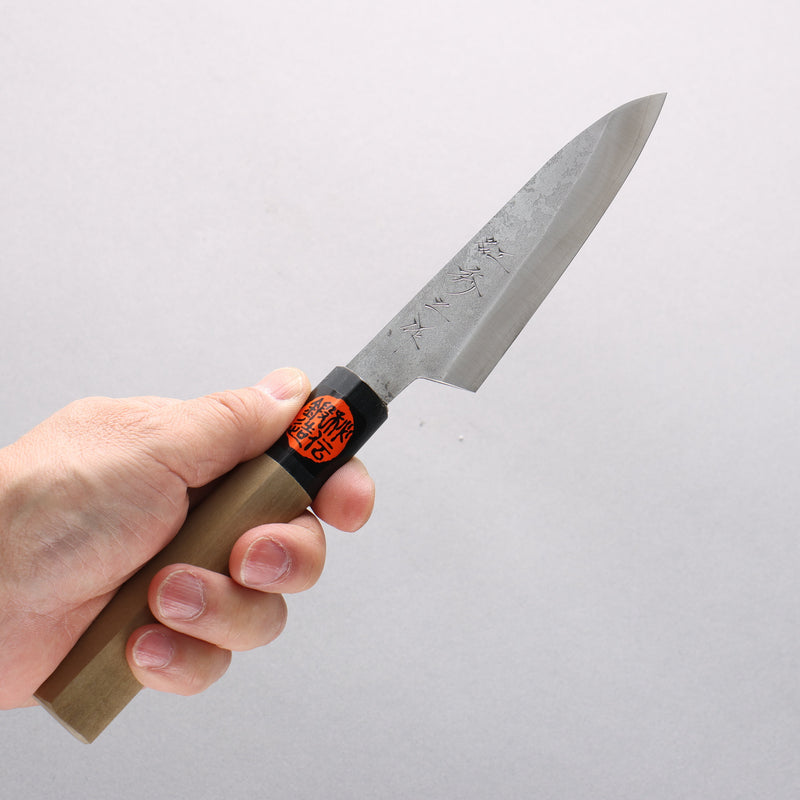 Shigeki Tanaka Silver Steel No.3 Nashiji Petty-Utility 120mm Magnolia (Ferrule: Water Buffalo Horn) Handle - Japannywholesale