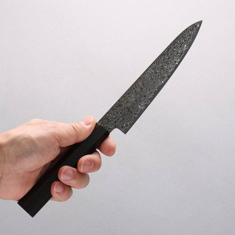Seisuke SG2 Black Damascus Migaki Finished Petty-Utility 150mm Ebony Wood Handle - Japannywholesale