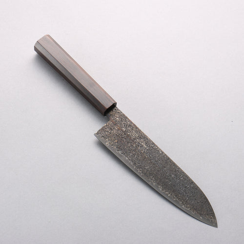 Seisuke SG2 Black Damascus Migaki Finished Santoku 180mm Ebony Wood Handle - Japannywholesale